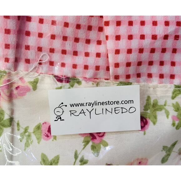 Apron For Teens Raylinedo Junior Pink White Double Pocket Full Floral Gingham - Picture 5 of 6